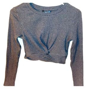 SHEIN front-tie mock crop sweater